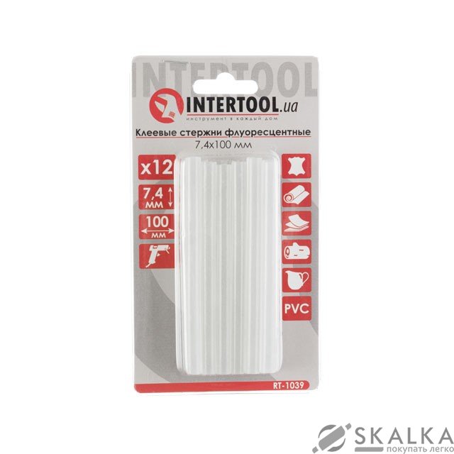 Комплект клеевых стержней Intertool флуоресцентных 7.4 мм*100мм, 12 шт (RT-1039) На фото Комплект клеевых стержней Intertool флуоресцентных 7.4 мм*100мм, 12 шт (RT-1039)
