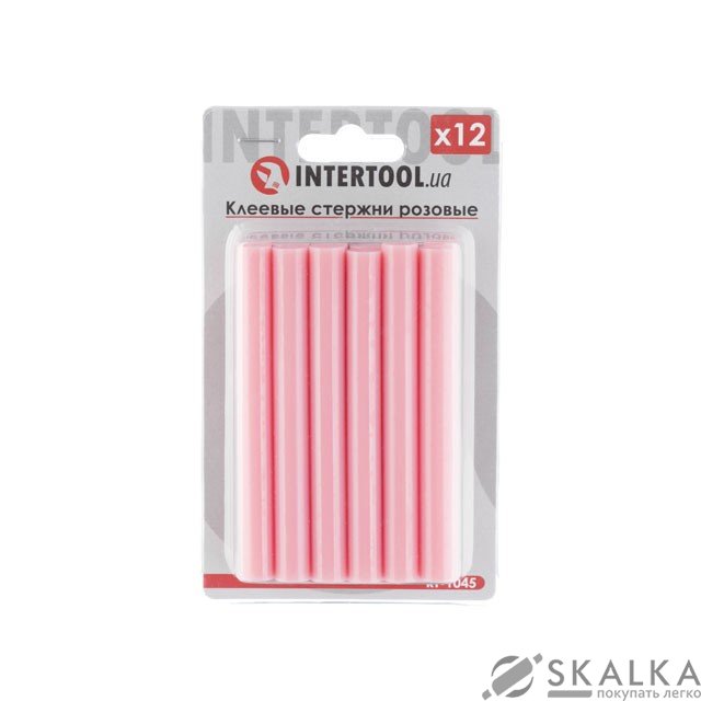 Комплект клеевых стержней Intertool розовых 11.2мм*100мм, 12шт (RT-1045) На фото Комплект клеевых стержней Intertool розовых 11.2мм*100мм, 12шт (RT-1045)