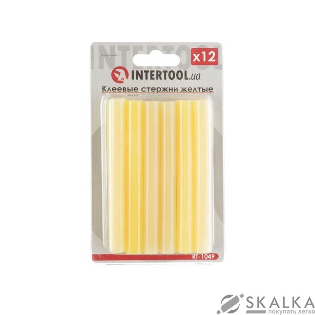 На фото Комплект клеевых стержней Intertool желтых 11.2мм*100мм, 12шт (RT-1049)