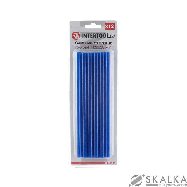 На фото Комплект клеевых стержней Intertool голубых 11.2мм*200мм, 12шт (RT-1053)