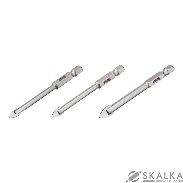 На фото Набор сверл по стеклу и керамике Intertool 5+6+8 мм HEX 1/4''(6.35mm) (SD-0293)