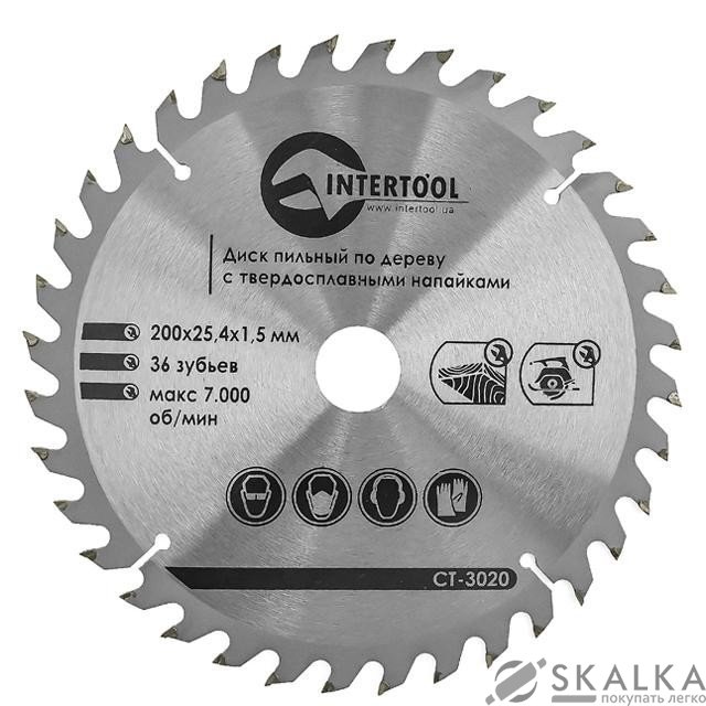Диск пильный Intertool по дереву с твердосплавными напайками 200*25.4*1.5мм, 36 зубьев (CT-3020) На фото Диск пильный Intertool по дереву с твердосплавными напайками 200*25.4*1.5мм, 36 зубьев (CT-3020)