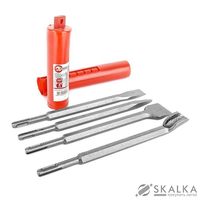 На фото Набор зубил Intertool по камню 4шт хвостовик SDS (SD-0410)