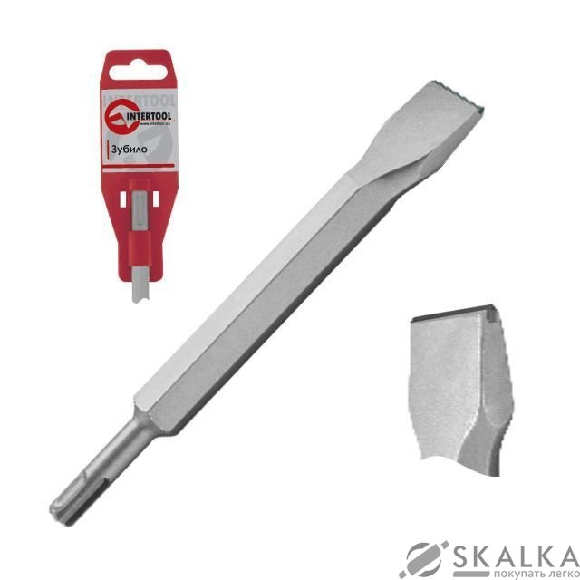 Зубило Intertool по камню SDS PLUS 25мм, 400*17мм с победитовой напайкой (SD-0451) На фото Зубило Intertool по камню SDS PLUS 25мм, 400*17мм с победитовой напайкой (SD-0451)