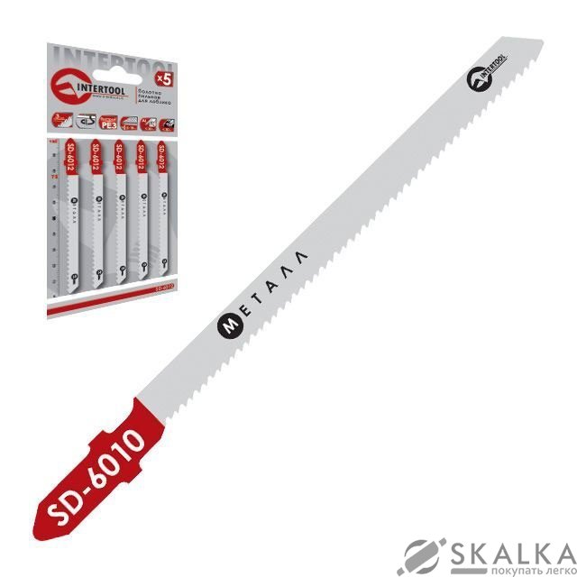 На фото Полотно пильное Intertool для лобзика 75мм, зубья 1.2мм по металлу (SD-6010)