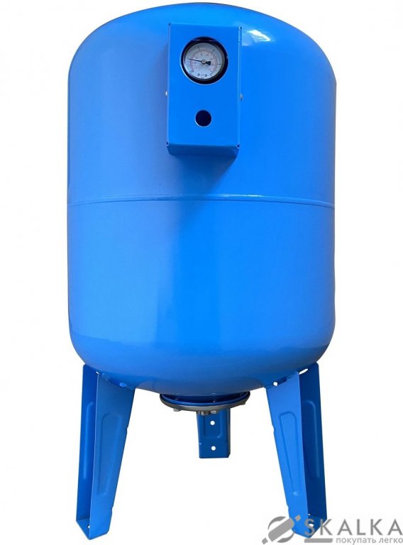 На фото Гидроаккумулятор VOLKS pumpe 100 л 10 bar вертикальный нержавейка c манометром