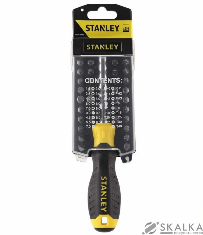 На фото Отвертка держатель насадок HEX 1/4 Stanley с насадками 32 шт (STHT0-70885)