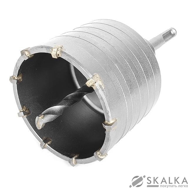 На фото Коронка Intertool по бетону 75мм и переходник SDS Plus 100мм (SD-7075)