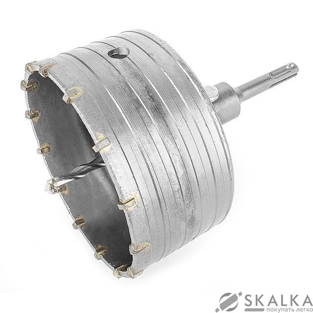 На фото Коронка Intertool по бетону 120мм и переходник SDS Plus 100мм (SD-7120)