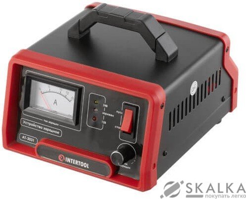 На фото Устройство зарядное Intertool 12/24 В, 0-10 А, 6-150 Ач, с микропроцессором (AT-3031)