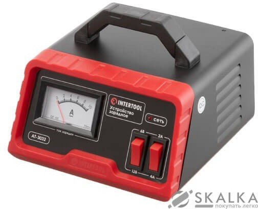 Устройство зарядное Intertool для аккумуляторов 6/12 В, 2/4 А, 4-45 Ач, с трансформатором (AT-3032) На фото Устройство зарядное Intertool для аккумуляторов 6/12 В, 2/4 А, 4-45 Ач, с трансформатором (AT-3032)