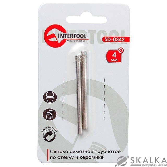 На фото Коронка трубчатая Intertool по стеклу и керамике 4мм (SD-0342)