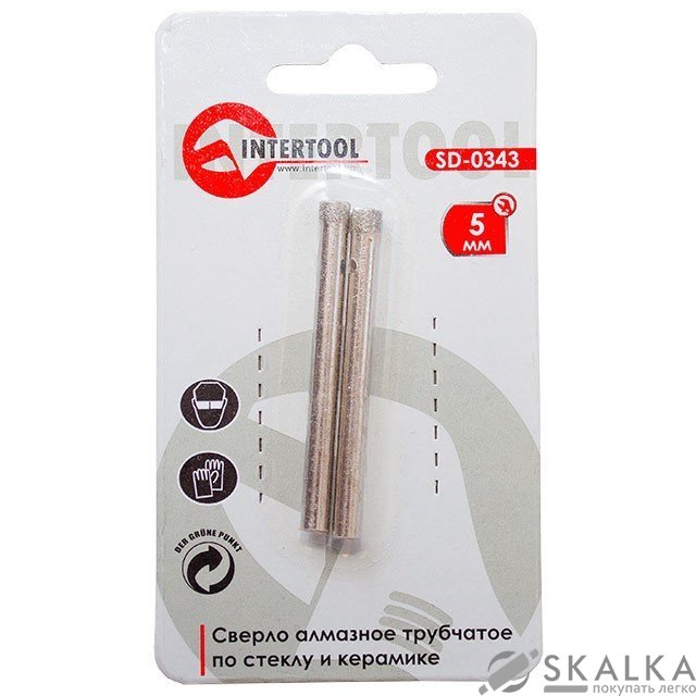 На фото Коронка трубчатая Intertool по стеклу и керамике 5мм (SD-0343)