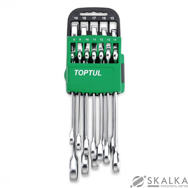 Набор ключей комбинированных с трещоткой Toptul 8-19 мм 10 шт (GSCQ1001) На фото Набор ключей комбинированных с трещоткой Toptul 8-19 мм 10 шт (GSCQ1001)