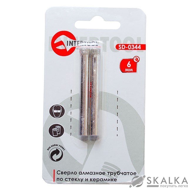 На фото Коронка трубчатая Intertool по стеклу и керамике 6мм (SD-0344)