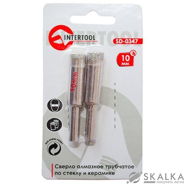 На фото Коронка трубчатая Intertool по стеклу и керамике 10мм (SD-0347)