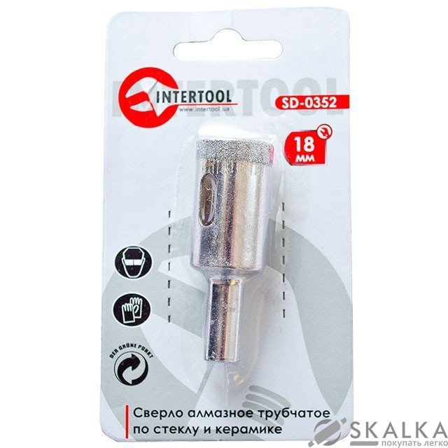 На фото Коронка трубчатая Intertool по стеклу и керамике 18мм (SD-0352)