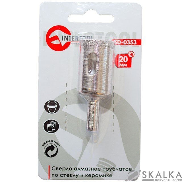 Коронка трубчатая Intertool по стеклу и керамике 20мм (SD-0353) На фото Коронка трубчатая Intertool по стеклу и керамике 20мм (SD-0353)