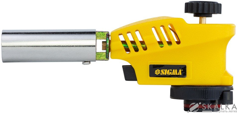 На фото Горелка газовая с регулировкой пламени сверху и пьезоподжигом D20мм 153мм Sigma (2901431)