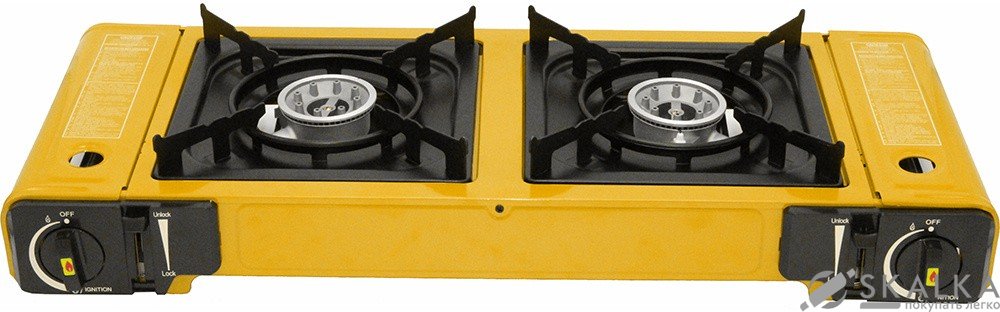 На фото Плита газовая двухконфорочная с пьезоподжигом и адаптером Comfort (кейс) Sigma (2903461)