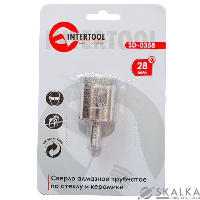 На фото Коронка трубчатая Intertool по стеклу и керамике 28мм (SD-0358)