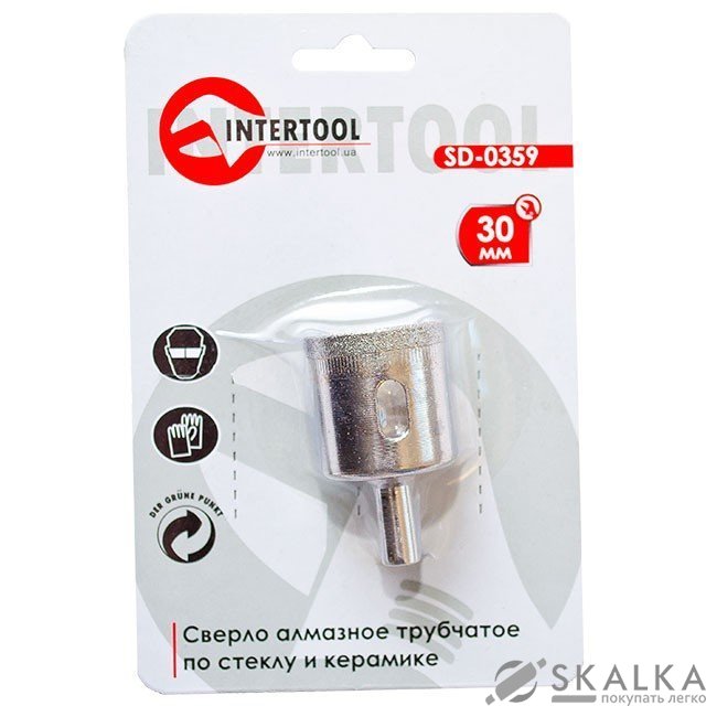 На фото Коронка трубчатая Intertool по стеклу и керамике 30мм (SD-0359)
