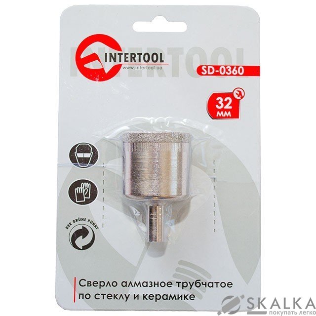 На фото Коронка трубчатая Intertool по стеклу и керамике 32мм (SD-0360)