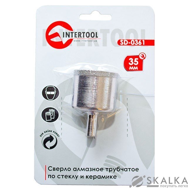 На фото Коронка трубчатая Intertool по стеклу и керамике 35мм (SD-0361)