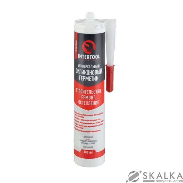 На фото Герметик силиконовый универсальный, прозрачный, 300 мл / 320 г Intertool (FS-3050)