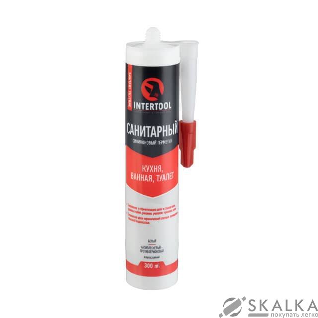 Герметик силиконовый санитарный, белый, 300 мл / 320 г Intertool (FS-3031) На фото Герметик силиконовый санитарный, белый, 300 мл / 320 г Intertool (FS-3031)