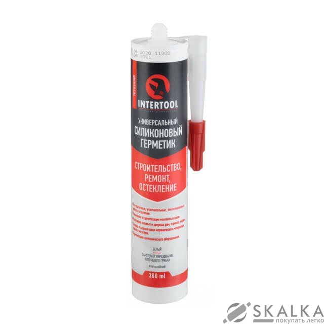 Герметик силиконовый универсальный, белый, 300 мл / 320 г Intertool (FS-3051) На фото Герметик силиконовый универсальный, белый, 300 мл / 320 г Intertool (FS-3051)