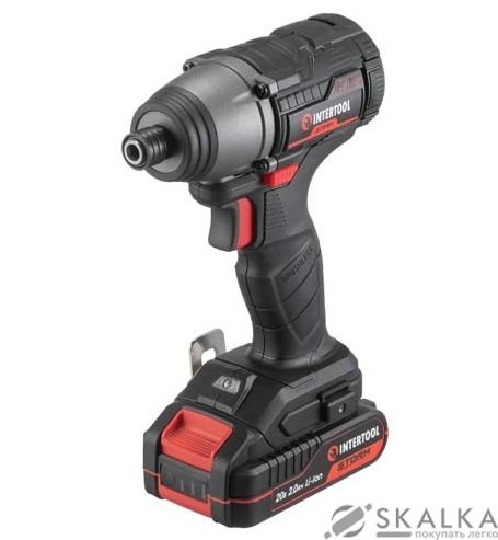 На фото Шуруповерт ударный бесщеточный Intertool 20 В 200 Nm 0-2900об/мин 0-4000уд/мин 1/4" 2.0Ач (WT-0362)