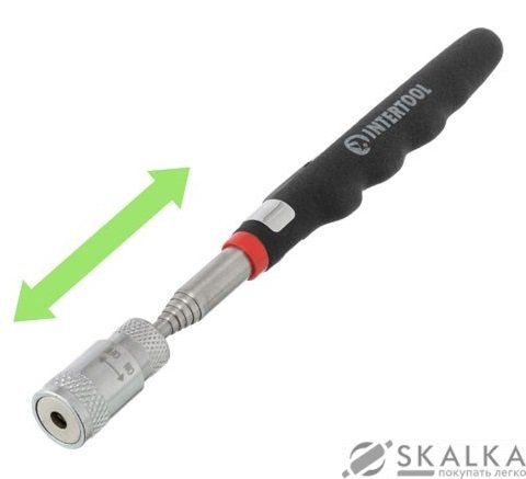 На фото Захват магнитный телескопический с led-подсветкой Intertool 190-810 мм 2.25 кг (ET-1017)
