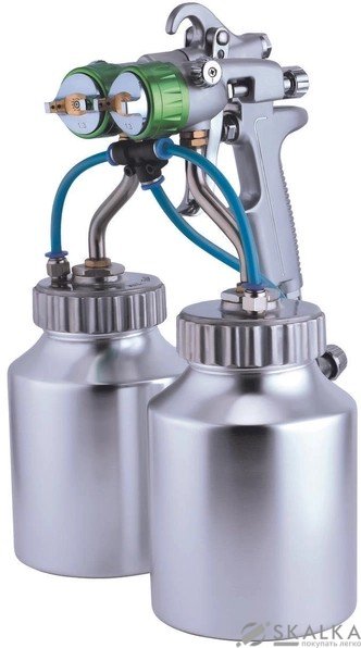 На фото Краскопульт пневматический Auarita HVLP 1.3 мм 200-350 л/мин 4 Бар 2*100 мл (PT-29B-1.3)