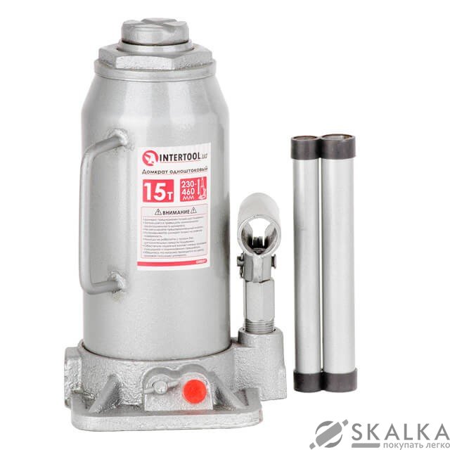 Домкрат бутылочный Intertool одноштоковый 15т (GT0027) На фото Домкрат бутылочный Intertool одноштоковый 15т (GT0027)