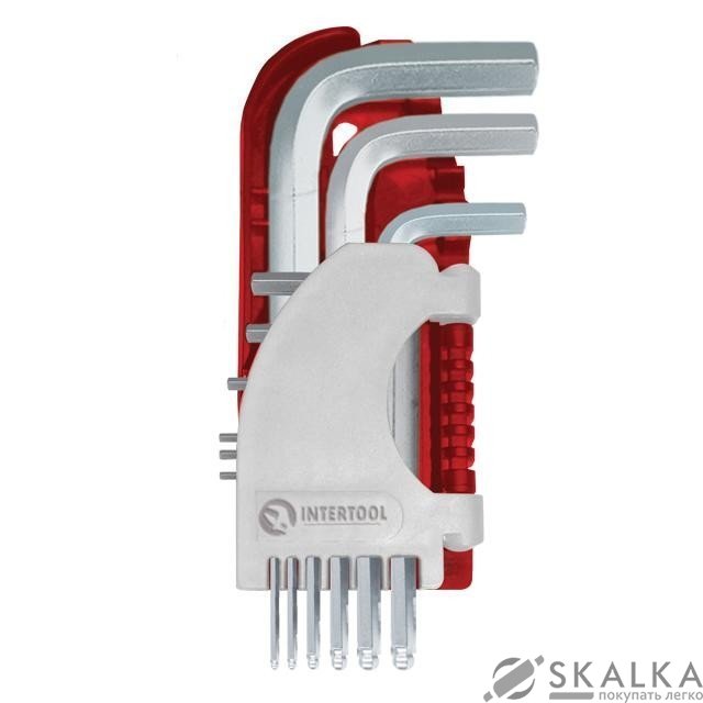 Набор Г-образных шестигранных ключей Intertool 9шт с шарообразным наконечником, 1.5-10мм, S2, PROF ( На фото Набор Г-образных шестигранных ключей Intertool 9шт с шарообразным наконечником, 1.5-10мм, S2, PROF (