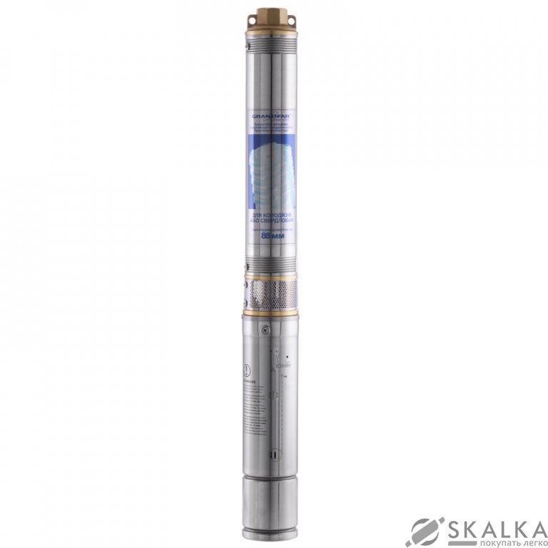 На фото Насос скважинный центробежный 7-ст. 75мм с внеш. пуск. кор GRANDFAR 3SDm1.8/7 (GF1121)