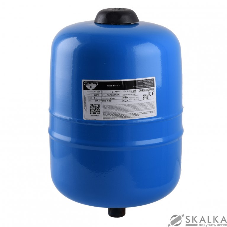 На фото Гидроаккумулятор c фиксированной мембраной 8л ZILMET HYDRO-PRO 10bar ( 11A0000800 )