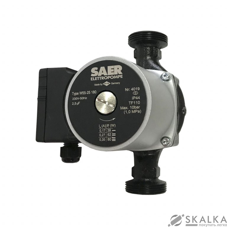 На фото Насос циркуляционный SAER W55-25 180мм + гайки