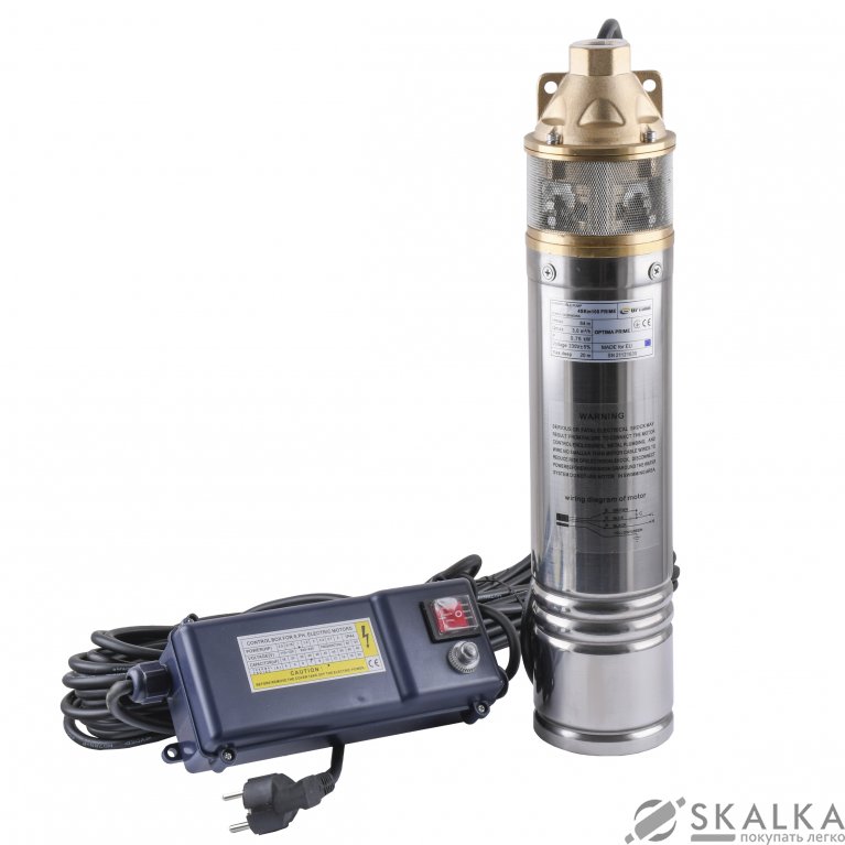 На фото Насос скважинный вихревой OPTIMA 4SKm100 PRIME 0,75кВт + кабель 20м и пульт