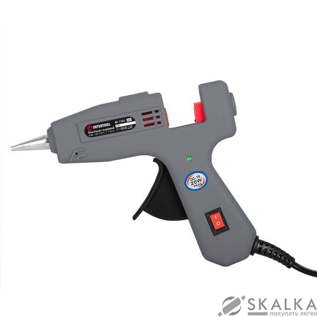 Пистолет клеевой Intertool 20(65) Вт, 180-195 °C, 7-7.5 мм, 5-13 г/мин, выключатель (RT-1101) На фото Пистолет клеевой Intertool 20(65) Вт, 180-195 °C, 7-7.5 мм, 5-13 г/мин, выключатель (RT-1101)