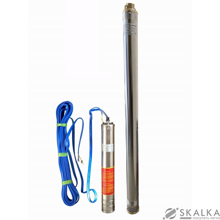 На фото Скважинный насос 3" Optima 3SDm2.5/30 1.1 кВт 124м + пульт + кабель 15м