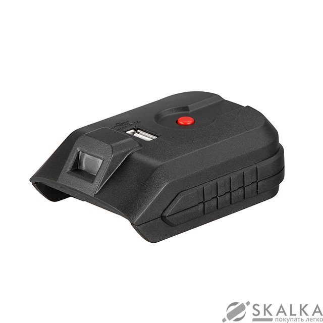 На фото Адаптор для аккумулятора Li-ion Intertool 20 В, USB 2A, LED фонарь (WT-9300)