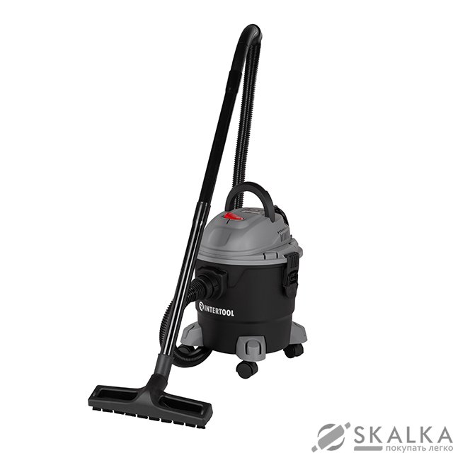 На фото Пылесос строительный Intertool 1.0 кВт, бак 15 л, пластик, >17кПа (DT-1015)
