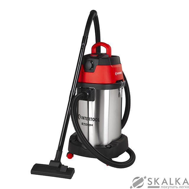 На фото Пылесос строительный Intertool 1.4 кВт 2 Stage, 30 л, >20кПа, розетка, HEPA фильтр, STORM (WT-1430)