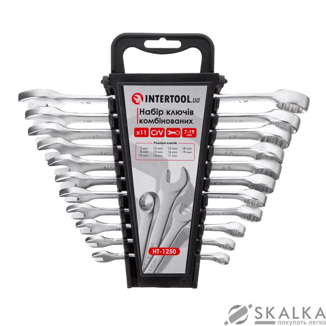 На фото Набор ключей комбинированных Intertool 11 шт, 7-19мм, Cr-V (HT-1250)