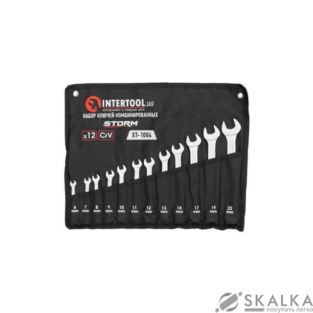 Набор ключей комбинированных Intertool 12 шт, 6-22 мм, Cr-V, чехол, DIN3113, STORM (XT-1004) На фото Набор ключей комбинированных Intertool 12 шт, 6-22 мм, Cr-V, чехол, DIN3113, STORM (XT-1004)