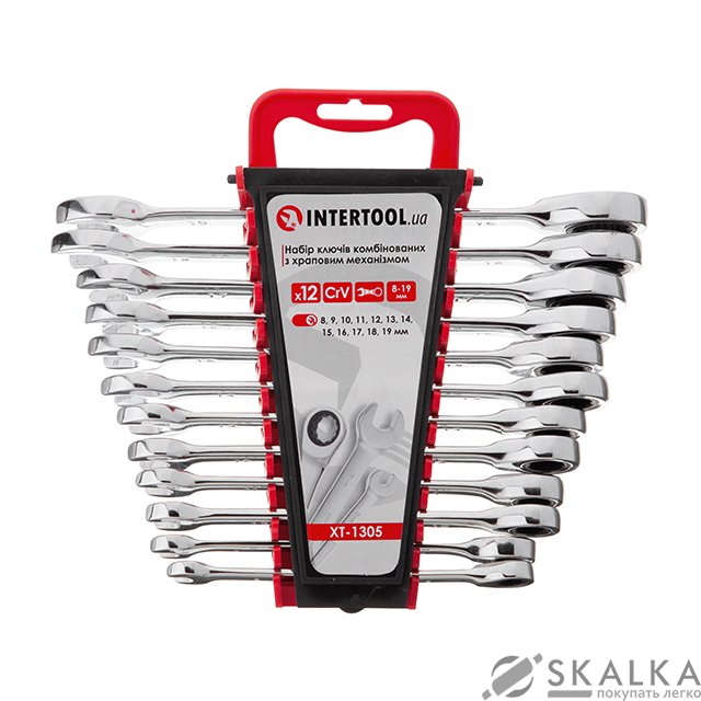 Набор ключей комбинированных с храповым механизмом Intertool 12шт 8-19мм CrV, PROF DIN3113 (XT-1305) На фото Набор ключей комбинированных с храповым механизмом Intertool 12шт 8-19мм CrV, PROF DIN3113 (XT-1305)