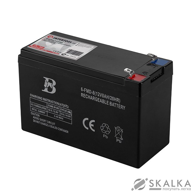 Аккумулятор 12 В/8 Ач для ранцовых аккумуляторных опрыскивателей 12/16 л Intertool (DT-9002) На фото Аккумулятор 12 В/8 Ач для ранцовых аккумуляторных опрыскивателей 12/16 л Intertool (DT-9002)