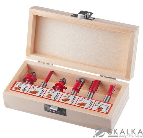 На фото Набор фрез Intertool концевых по дереву, 6шт (HT-0072)